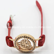 2015 New Model Stainless Steel Leather Bracelet with Locket